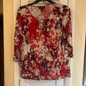 Floral Red and Black Women's Top